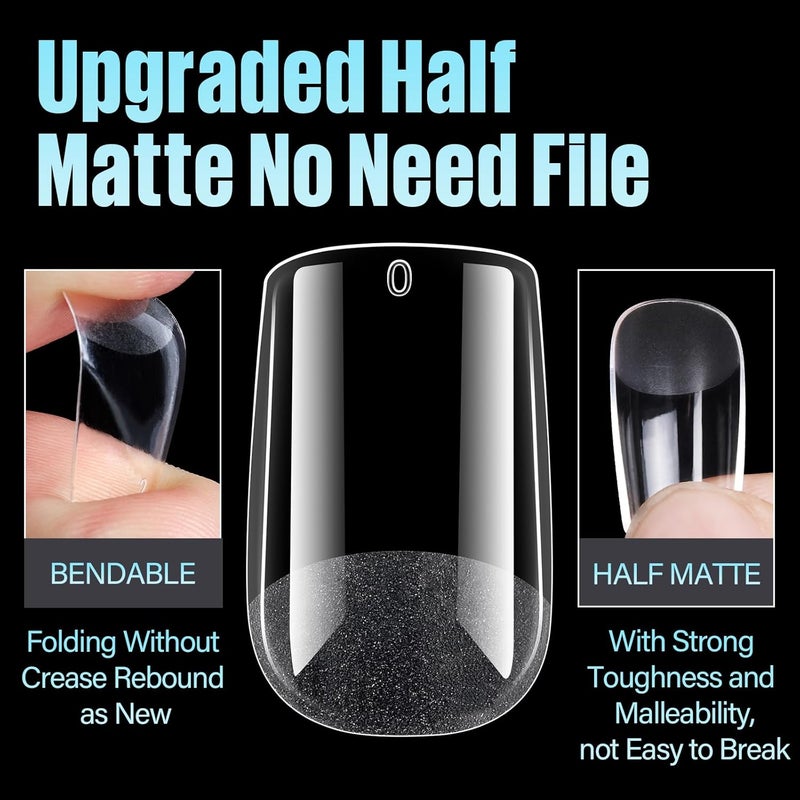 TOMICCA Short Square Nail Tips, 240Pcs Half Matte Press on Full Cover Acrylic Nails, 12 Sizes Soft Acrylic Fake Nail Tips for Nail Extension Art Home DIY Nail Salon - Image 4